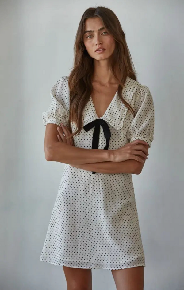 CHIFFON SWISS DOT MINI DRESS