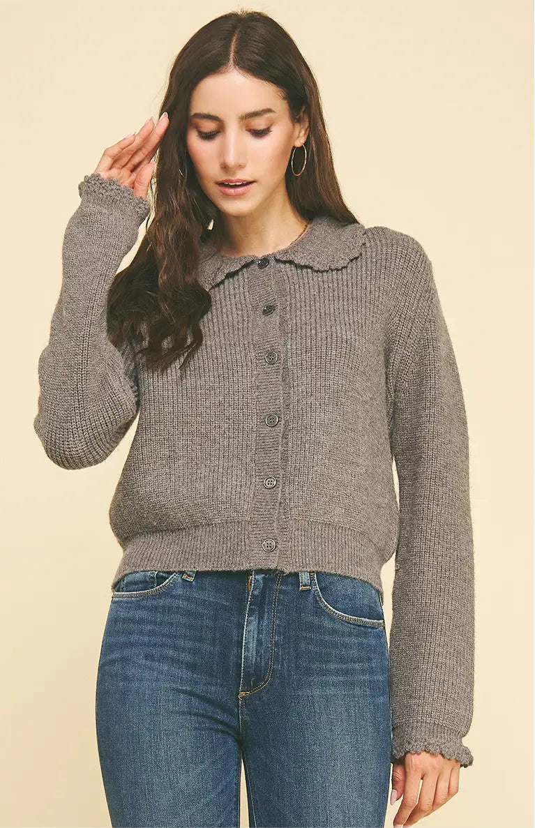 EYELET DETAIL CARDIGAN