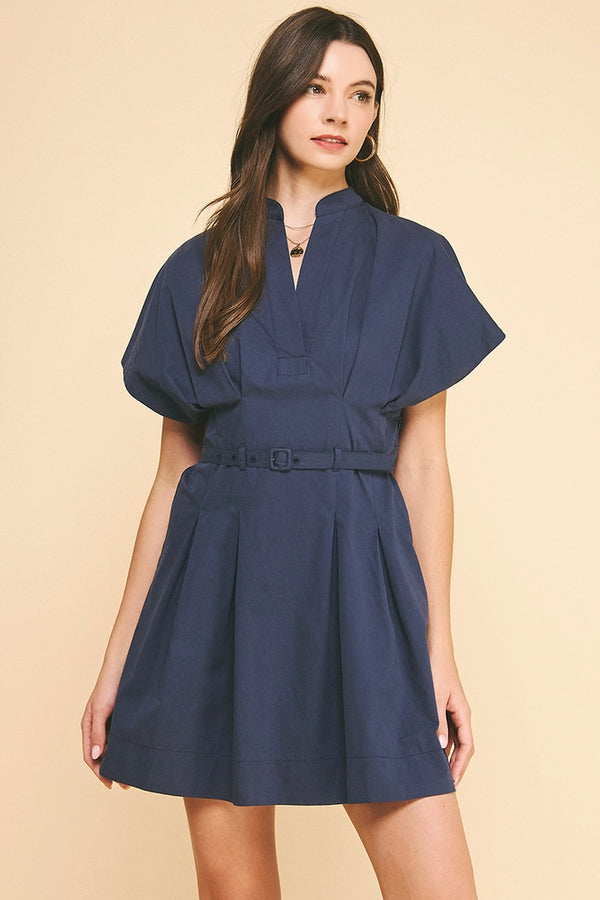 TUCKED DETAIL MINI DRESS